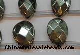 CPY376 Top drilled 15*20mm briolette pyrite gemstone beads