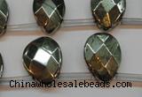 CPY376 Top drilled 15*20mm briolette pyrite gemstone beads