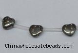 CPY391 Top drilled 8*8mm heart pyrite gemstone beads wholesale