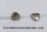 CPY393 Top drilled 8*8mm faceted heart pyrite gemstone beads wholesale