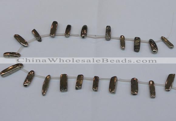 CPY395 Top drilled 7*15mm - 8*20mm sticks pyrite gemstone beads