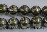 CPY405 15.5 inches 12mm round pyrite gemstone beads wholesale