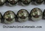 CPY407 15.5 inches 16mm round pyrite gemstone beads wholesale