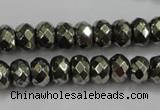 CPY41 16 inches 5*10mm faceted rondelle pyrite gemstone beads wholesale