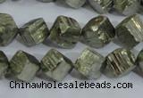 CPY411 15.5 inches 10*10mm faceted cube pyrite gemstone beads