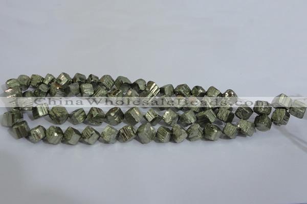 CPY411 15.5 inches 10*10mm faceted cube pyrite gemstone beads