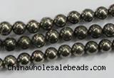 CPY47 16 inches 8mm round pyrite gemstone beads wholesale