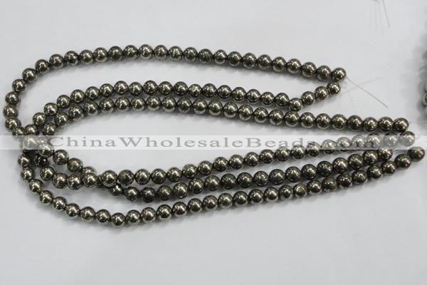 CPY47 16 inches 8mm round pyrite gemstone beads wholesale