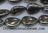 CPY578 15.5 inches 13*18mm flat teardrop pyrite gemstone beads