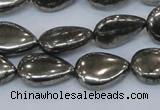 CPY579 15.5 inches 15*20mm flat teardrop pyrite gemstone beads