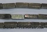 CPY592 15.5 inches 4*12mm cuboid pyrite gemstone beads