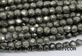 CPY60 15.5 inches 5mm faceted round pyrite gemstone beads wholesale