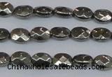 CPY630 15.5 inches 6*8mm faceted oval pyrite gemstone beads