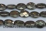 CPY631 15.5 inches 8*10mm faceted oval pyrite gemstone beads