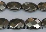 CPY632 15.5 inches 12*16mm faceted oval pyrite gemstone beads