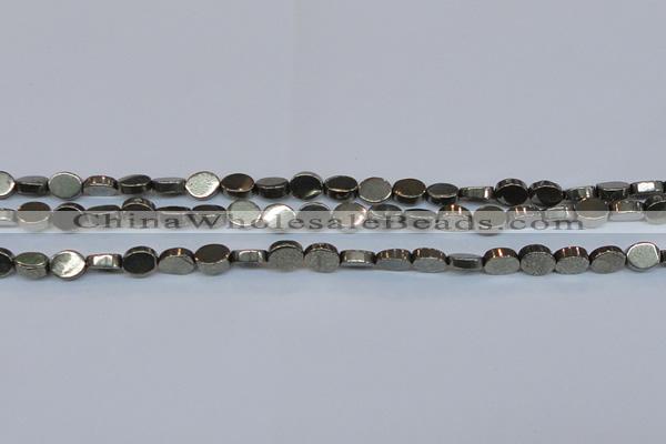 CPY640 15.5 inches 6*8mm oval pyrite gemstone beads wholesale