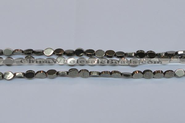 CPY641 15.5 inches 8*10mm oval pyrite gemstone beads wholesale