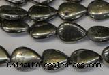 CPY65 15.5 inches 12*16mm flat teardrop pyrite gemstone beads wholesale