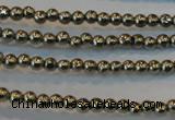 CPY70 15.5 inches 2mm round pyrite gemstone beads wholesale
