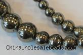 CPY74 15.5 inches 4mm - 18mm round pyrite gemstone beads wholesale