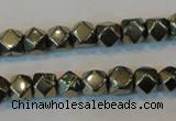 CPY78 15.5 inches 8-9mm faceted nuggets pyrite gemstone beads