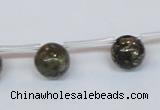 CPY782 Top drilled 10mm round pyrite gemstone beads wholesale