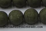 CPY819 15.5 inches 16mm round matte pyrite beads wholesale