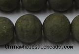 CPY820 15.5 inches 18mm round matte pyrite beads wholesale