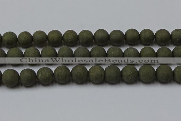 CPY820 15.5 inches 18mm round matte pyrite beads wholesale