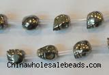 CPY83 15.5 inches 8mm carved skull pyrite gemstone beads wholesale