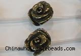 CPY95 15.5 inches 18mm carved rose pyrite gemstone beads wholesale