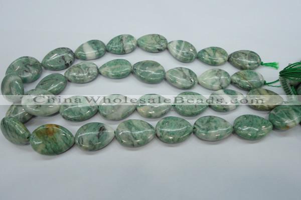 CQJ66 15.5 inches 18*25mm flat teardrop Qinghai jade beads wholesale