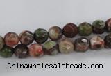 CRA101 15.5 inches 8mm faceted round rainforest agate gemstone beads