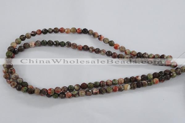 CRA101 15.5 inches 8mm faceted round rainforest agate gemstone beads