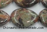 CRA20 15.5 inches 22*30mm flat teardrop natural rainforest agate beads