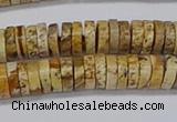 CRB1017 15.5 inches 2*6mm heishi picture jasper beads wholesale