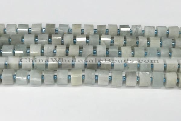 CRB1052 15.5 inches 7*9mm - 8*10mm faceted tyre aquamarine beads