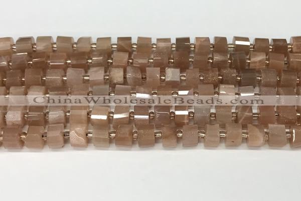 CRB1061 15.5 inches 5*8mm - 6*8mm faceted tyre moonstone beads