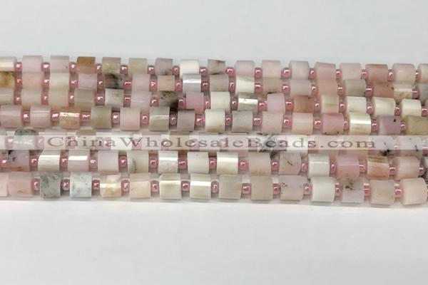 CRB1064 15.5 inches 4*6mm - 5*6mm faceted tyre natural pink opal beads