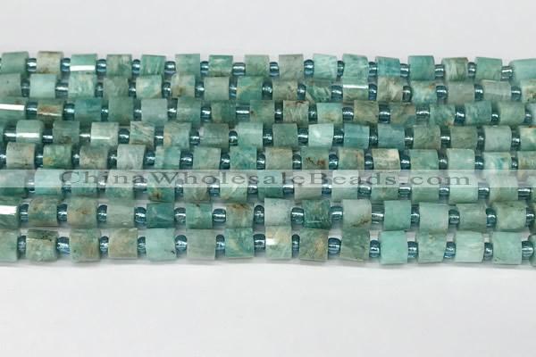 CRB1068 15.5 inches 4*6mm - 5*6mm faceted tyre amazonite beads