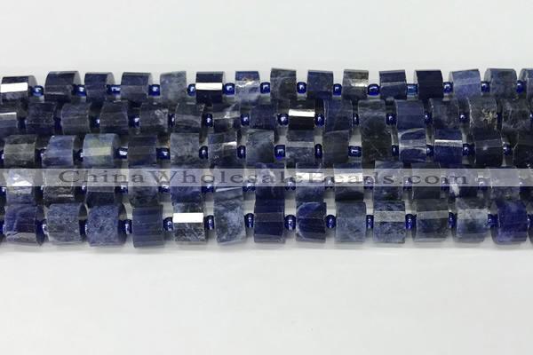 CRB1074 15.5 inches 7*9mm - 8*10mm faceted tyre sodalite beads