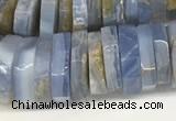 CRB1080 15.5 inches 5*20mm - 6*22mm faceted heishi blue chalcedony beads