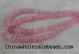 CRB1120 15.5 inches 5*8mm - 9*18mm faceted rondelle rose quartz beads