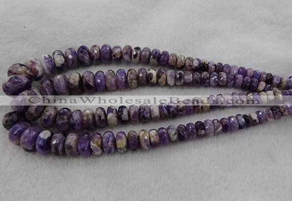 CRB1122 15.5 inches 5*8mm - 9*18mm faceted rondelle dogtooth amethyst beads