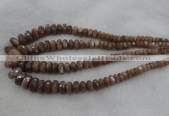 CRB1132 15.5 inches 5*8mm - 9*18mm faceted rondelle moonstone beads