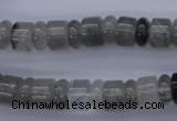 CRB125 15.5 inches 4*10mm & 7*10mm rondelle cloudy quartz beads