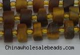 CRB1252 15.5 inches 5*8mm tyre matte yellow tiger eye beads