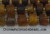 CRB1253 15.5 inches 6*10mm tyre matte yellow tiger eye beads