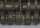 CRB1262 15.5 inches 7*14mm tyre matte pyrite gemstone beads