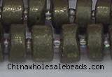 CRB1263 15.5 inches 8*16mm tyre matte pyrite gemstone beads